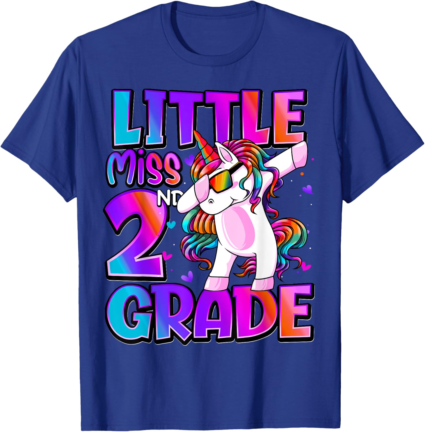 Little Miss 2nd Grade Unicorn Back To School 2nd Grade Girls T-Shirt - T-Shirt | Royal