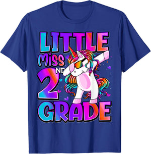 Little Miss 2nd Grade Unicorn Back To School 2nd Grade Girls T-Shirt - T-Shirt | Royal