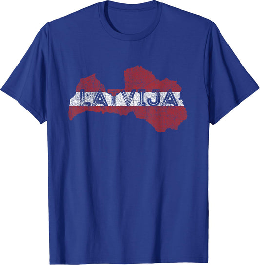Latvian Map and Flag Souvenir - Desperate Latvija T-Shirt - T-Shirt | Royal