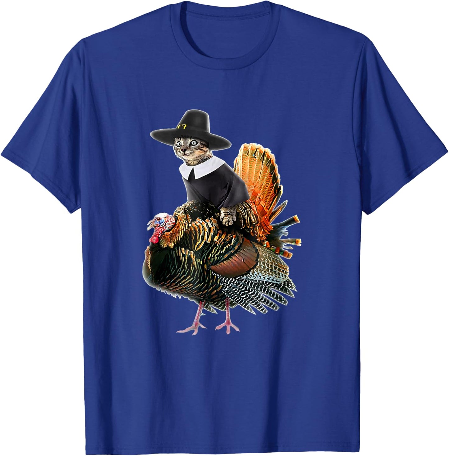 Thanksgiving Cat Pilgrim Costume Thanksgiving Turkey T-Shirt - T-Shirt | Royal