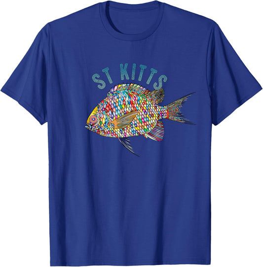 St. Kitts Beach Design / Souvenir Illustration T-Shirt - T-Shirt | Royal