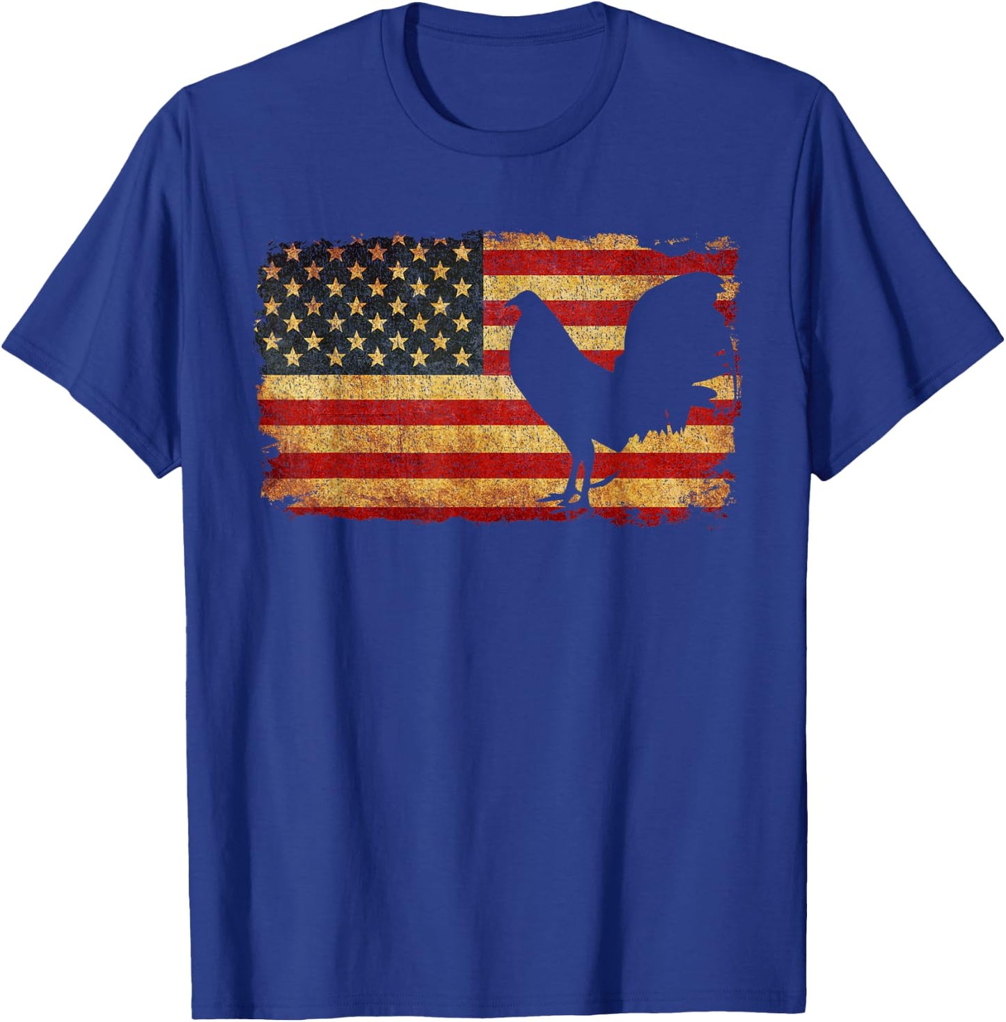 Vintage US Flag Cock Fight T Shirt T-Shirt - T-Shirt | Royal