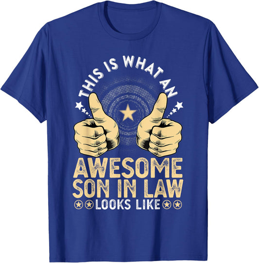 Best Son in Law Birthday Gift from Awesome Mother in Law T-Shirt - T-Shirt | Royal