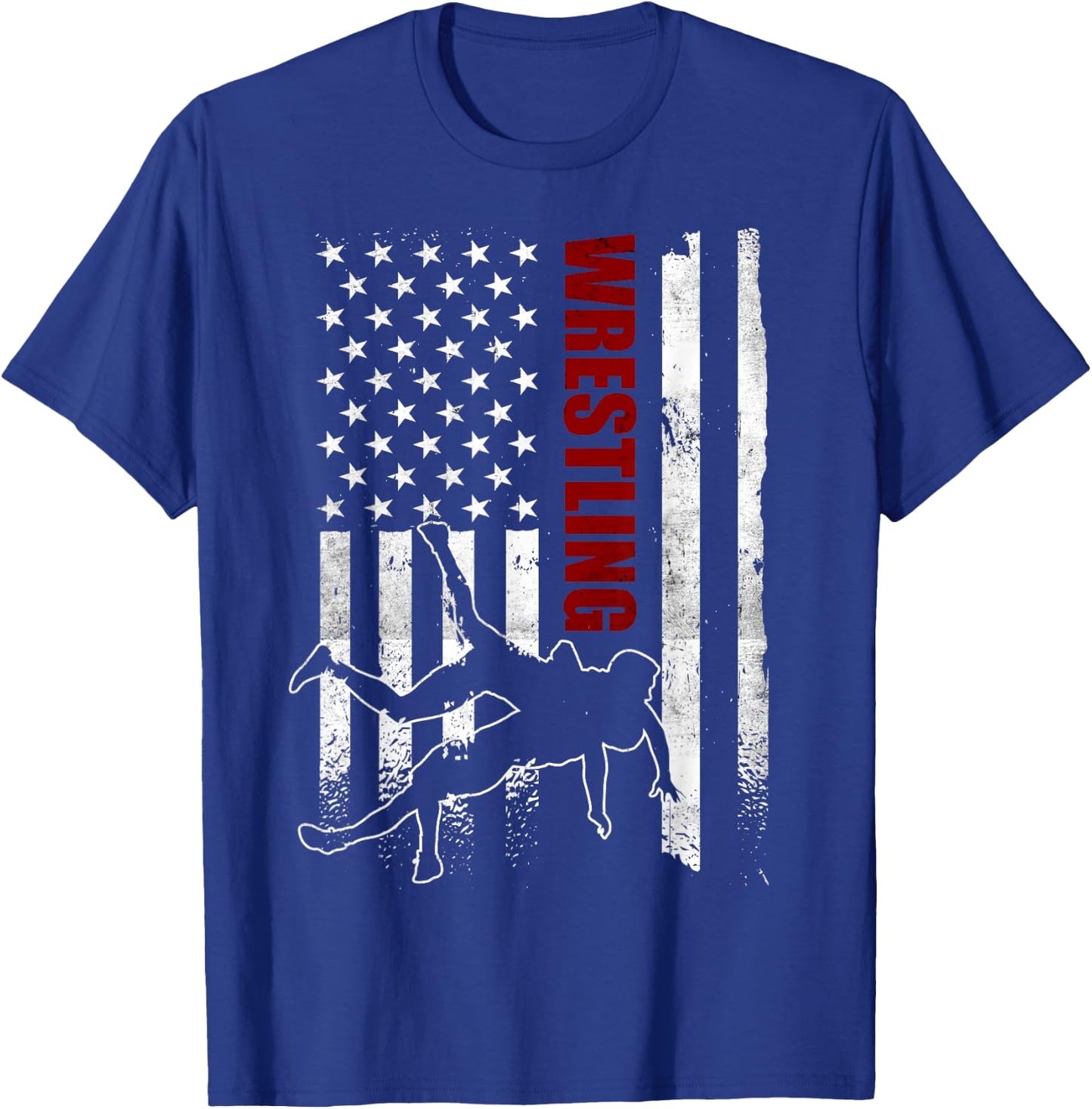 Retro American Wrestling Apparel US Flag Wrestling T-Shirt - T-Shirt | Royal