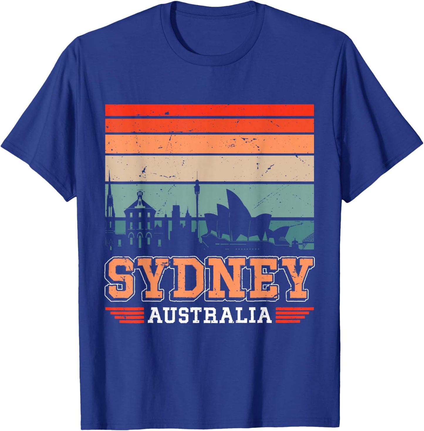 Sydney Australia Retro Vintage Sunset Skyline Sydney T-Shirt - T-Shirt | Royal