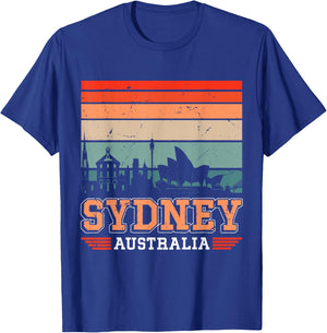 Sydney Australia Retro Vintage Sunset Skyline Sydney T-Shirt - T-Shirt | Royal