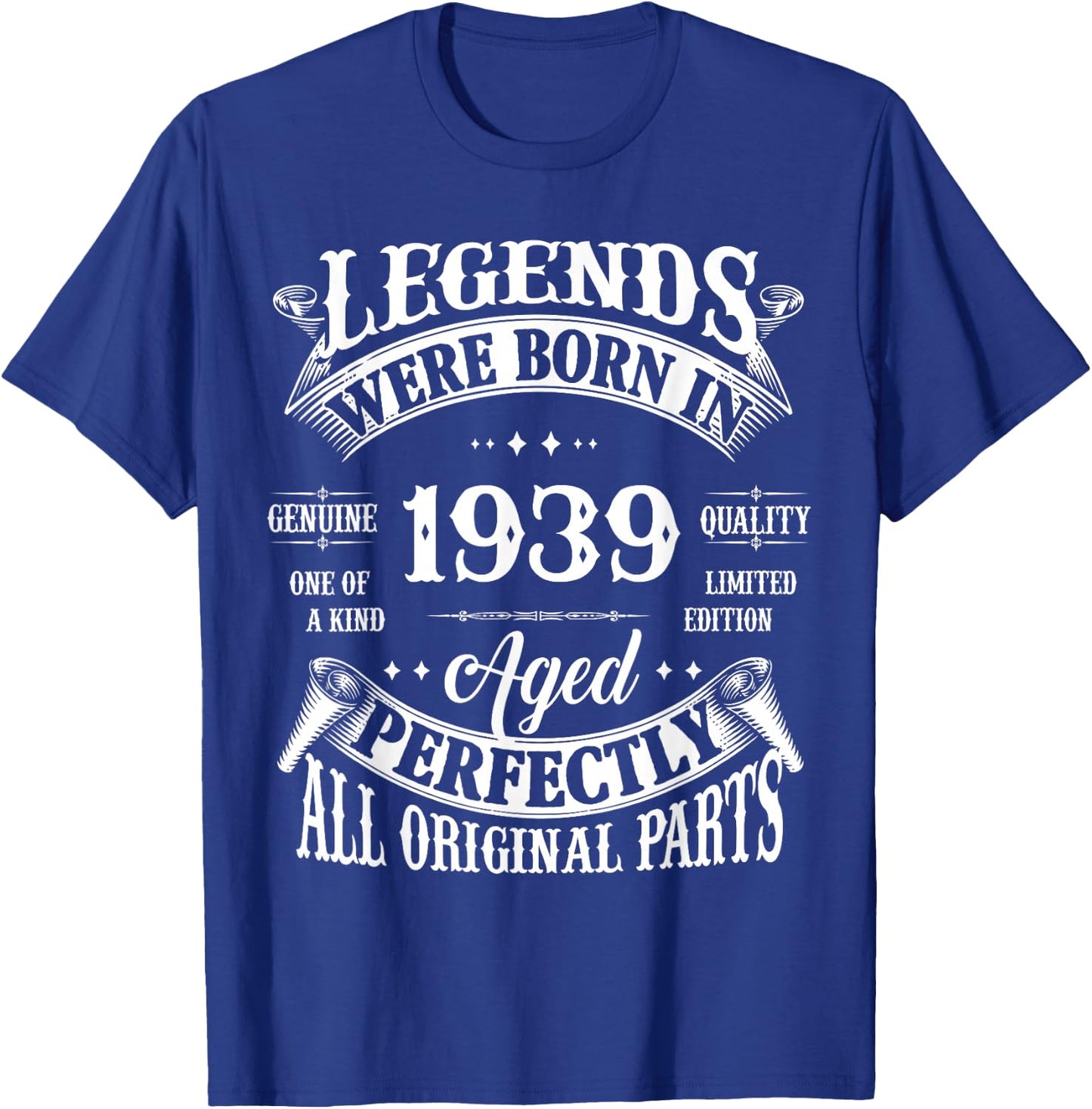 86th Birthday Vintage Legends Born In 1939 86 Years Old T-Shirt - T-Shirt | Royal