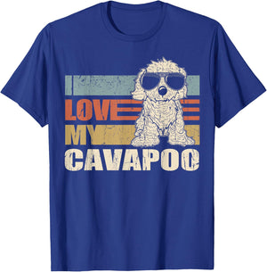 I Love My Cavapoo Cool Dog Vintage Retro Women Girls Kids T-Shirt - T-Shirt | Royal