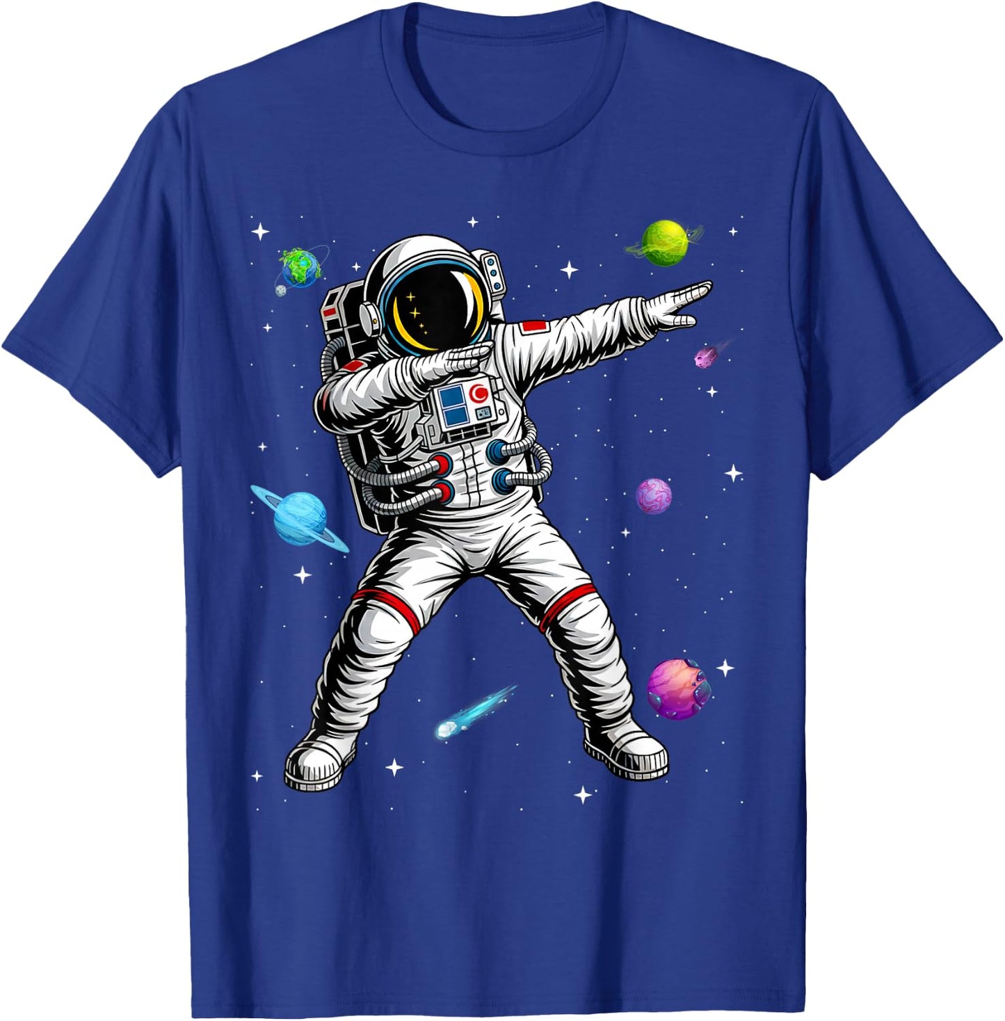 Astronaut Dabbing Planets Science Space T-Shirt - T-Shirt | Royal