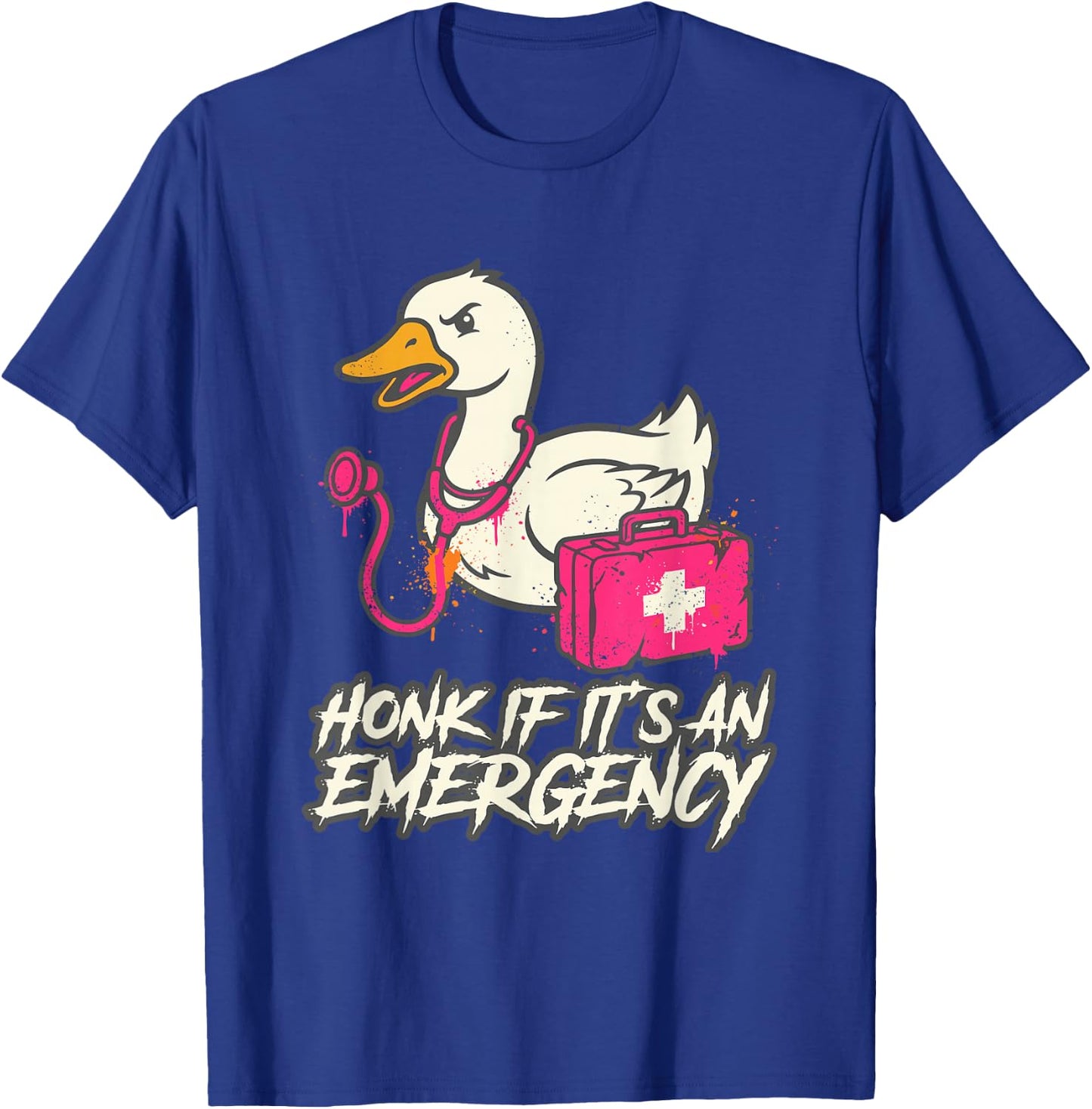 Funny Honk If Its an Emergency Duck Nurse T-Shirt - T-Shirt | Royal