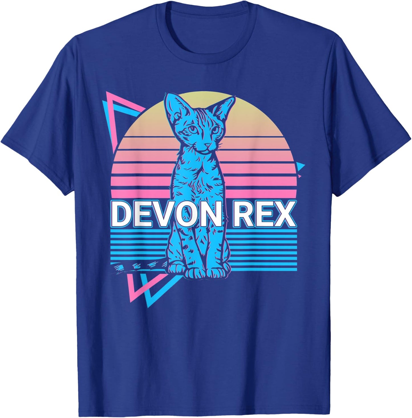 Devon Rex Cat Retro T-Shirt - T-Shirt | Royal