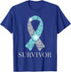 Cervical Cancer Survivor Teal & White Ribbon Awareness T-Shirt - T-Shirt | Royal