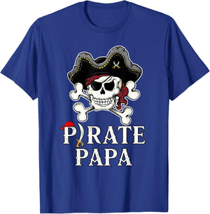 Pirate Papa Costume Jolly Roger Crossbones Funny Pirate Dad T-Shirt - T-Shirt | Royal