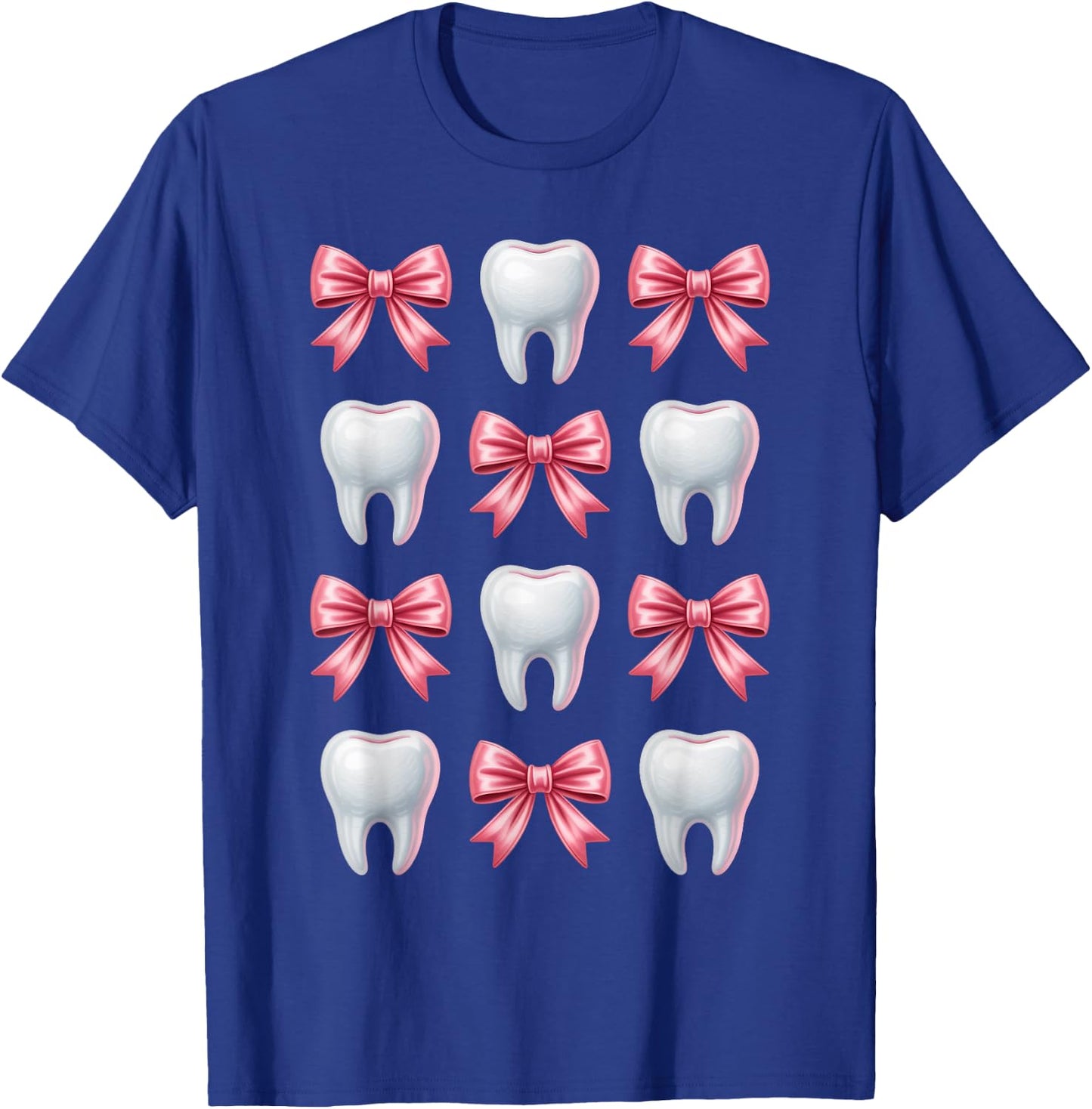 Cute Pink Coquette Bow Teeth Dentist Squad Dental Assistant T-Shirt - T-Shirt | Royal