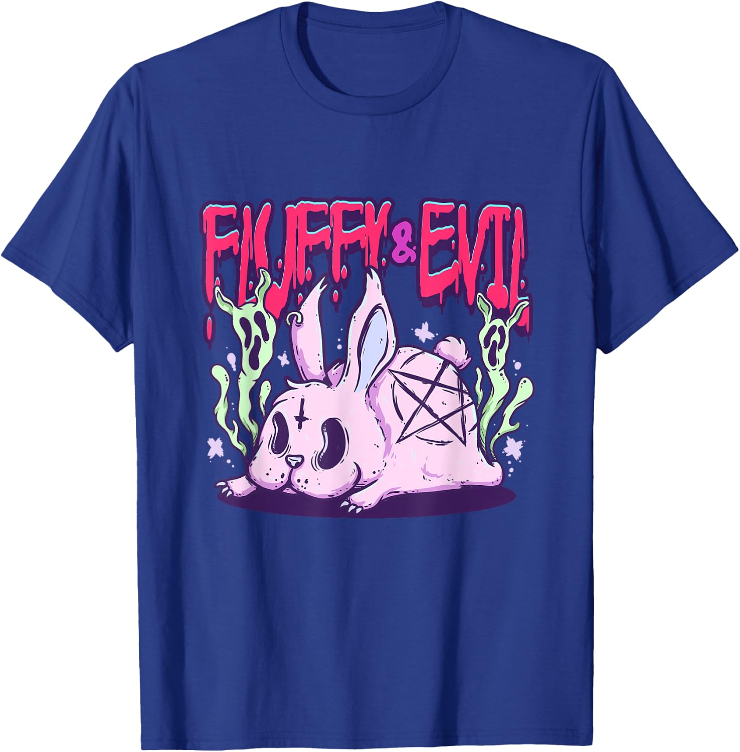 Fluffy & Evil Pastel Goth Rabbit Voodoo Satanic Bunny T-Shirt - T-Shirt | Royal
