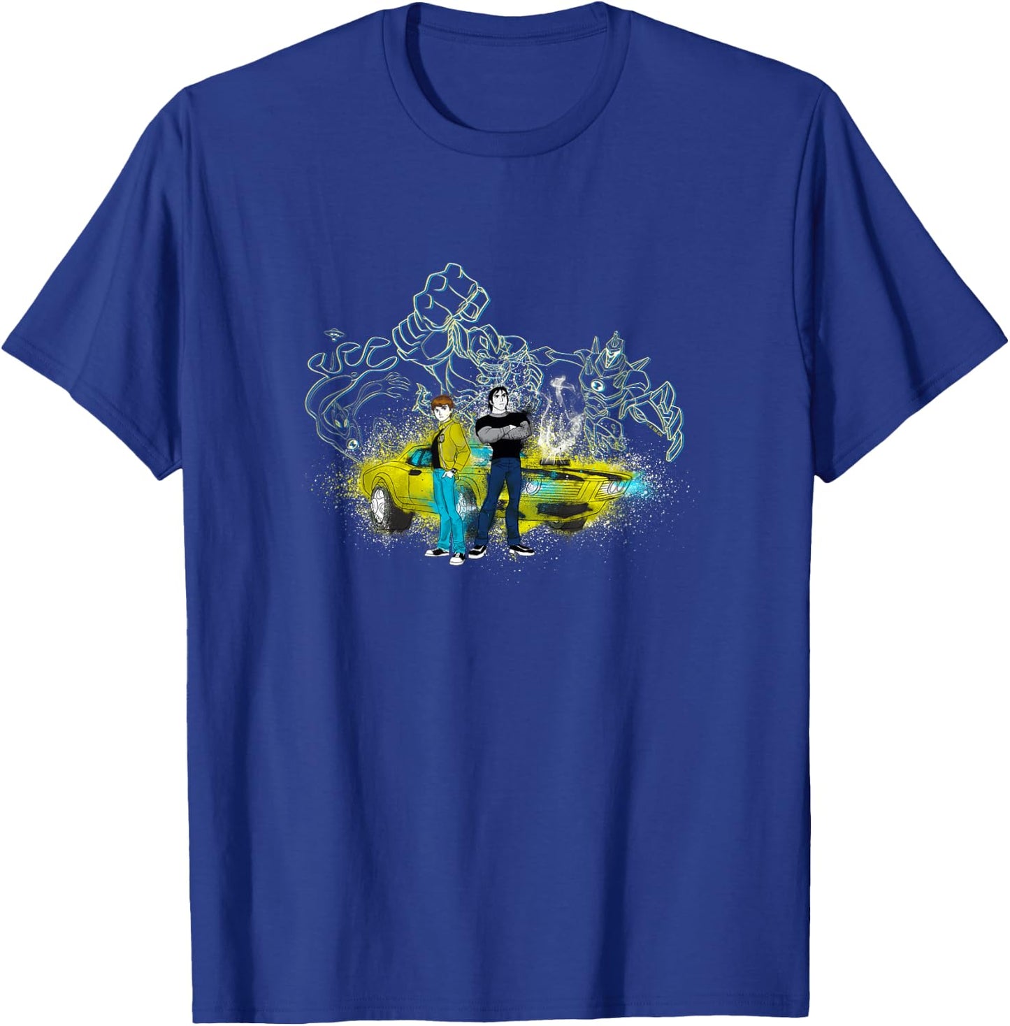 Ben 10: Alien Force Ben & Kevin Spray Painted Car Retro Shot T-Shirt - T-Shirt | Royal