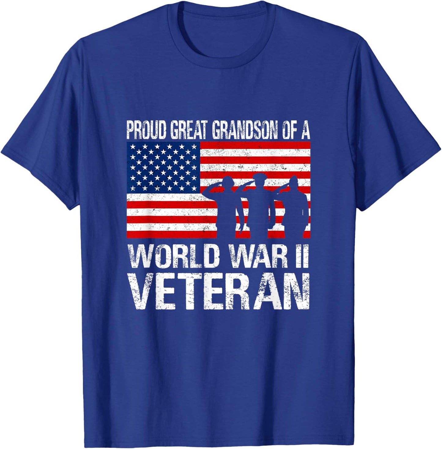 Proud Great Grandson of a WW II Veteran Family Matching Vet T-Shirt - T-Shirt | Royal