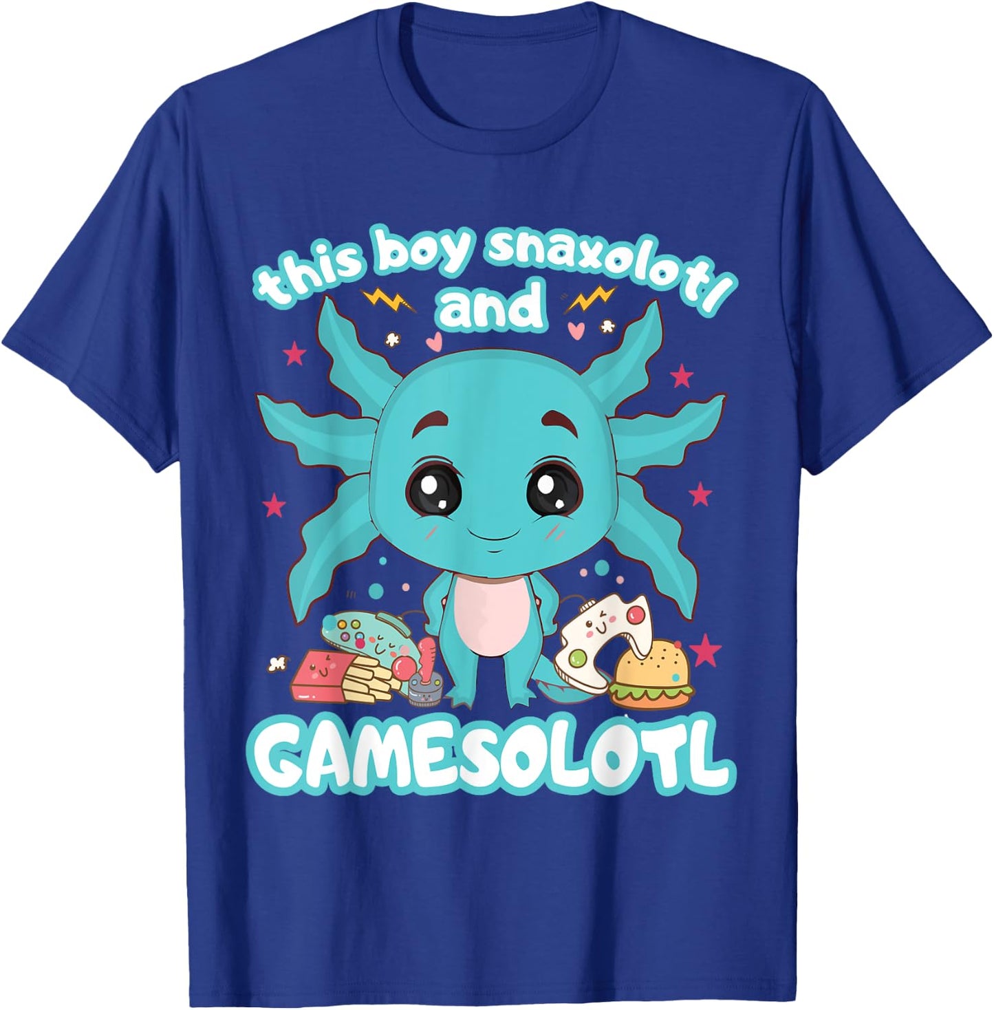 Gamesolotl Gamer Axolotl Gamer Boy Snaxolotl Gamesolotl T-Shirt - T-Shirt | Royal