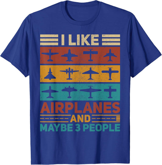 Vintage Airplanes Funny Pilot Plane Aviation Retro Airplane T-Shirt - T-Shirt | Royal