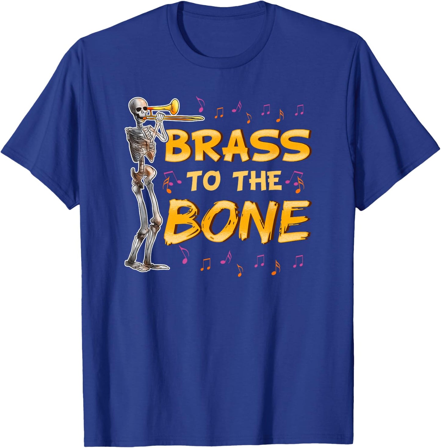 Trombone Shirt Funny Men Women Youth Skeleton Trombonist T-Shirt - T-Shirt | Royal