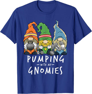 Gym Gnomes Pumping with My Gnomies Workout Fitness Men Women T-Shirt - T-Shirt | Royal