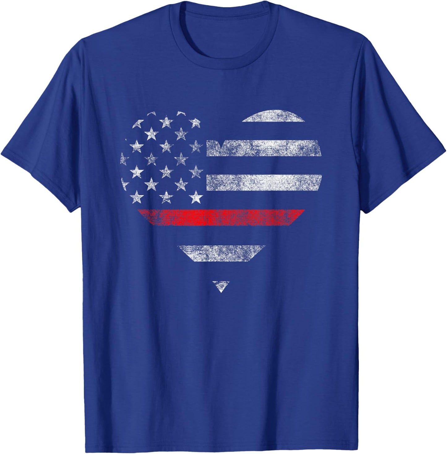 Firefighter Wife Heart Flag The Thin Red Line Family T-Shirt - T-Shirt | Royal