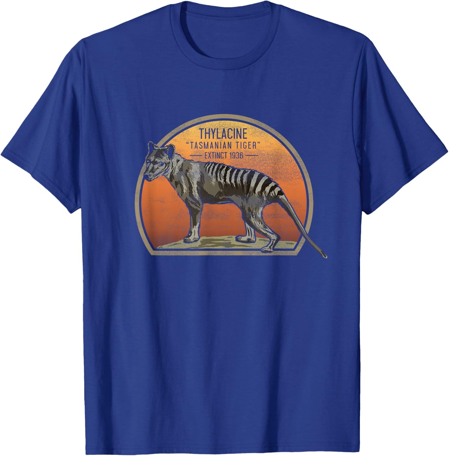 Tasmanian Tiger Tylacine Wolf Australian Extinct Art Picture T-Shirt - T-Shirt | Royal