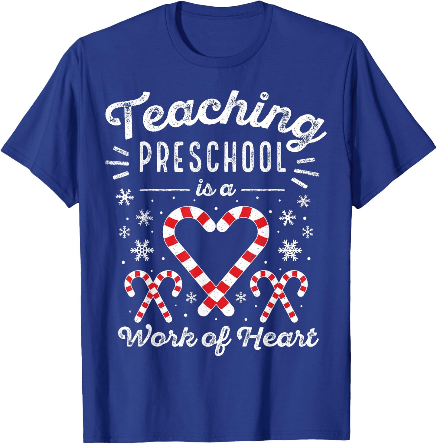 Christmas Candy Cane Work of Heart Pre-K & Preschool Teacher Women Kids T-Shirt - T-Shirt | Royal