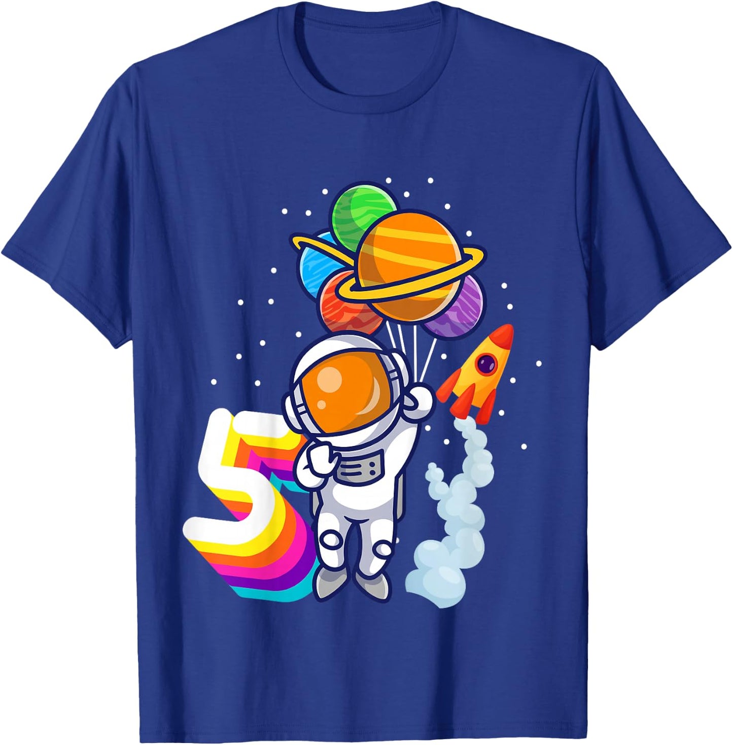 5th Birthday Boy Astronaut 5 Years Space Travel Space T-Shirt - T-Shirt | Royal