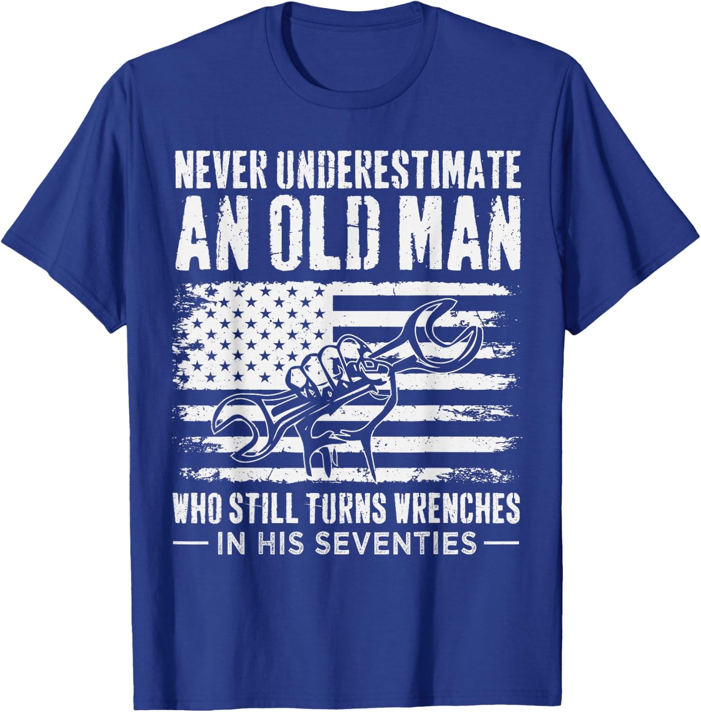 Never Underestimate an Old Man Mechanic in His Seventies T-Shirt - T-Shirt | Royal