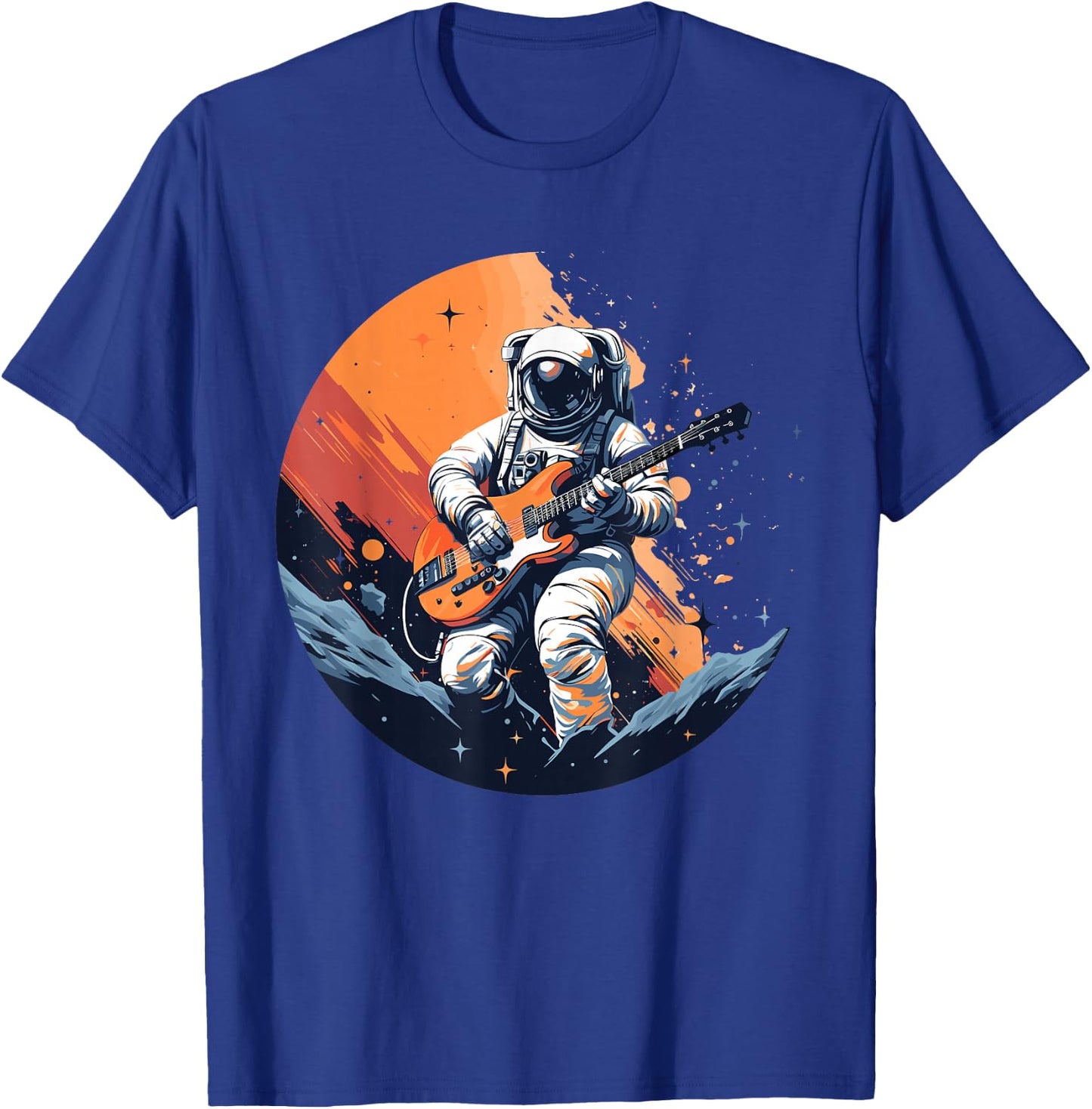 Cool Design with an Astronaut playing Guitar T-Shirt - T-Shirt | Royal