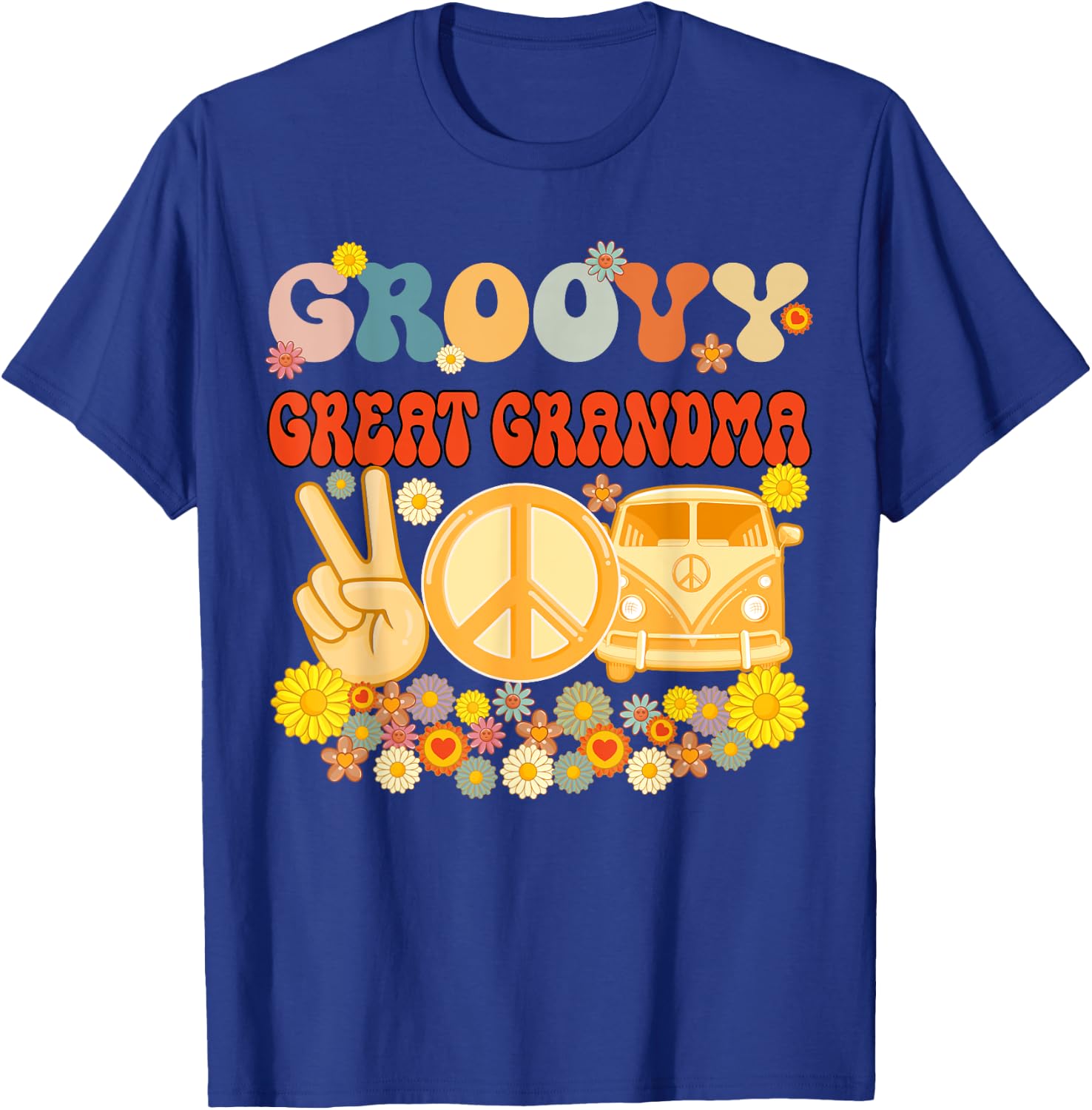 Groovy Great Grandma Retro Matching Family Baby Shower T-Shirt - T-Shirt | Royal