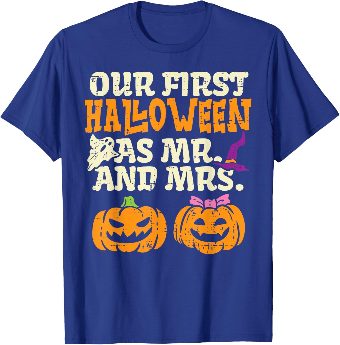 Our First Halloween As Mr And Mrs Halloween Couples Engaged T-Shirt - T-Shirt | Royal