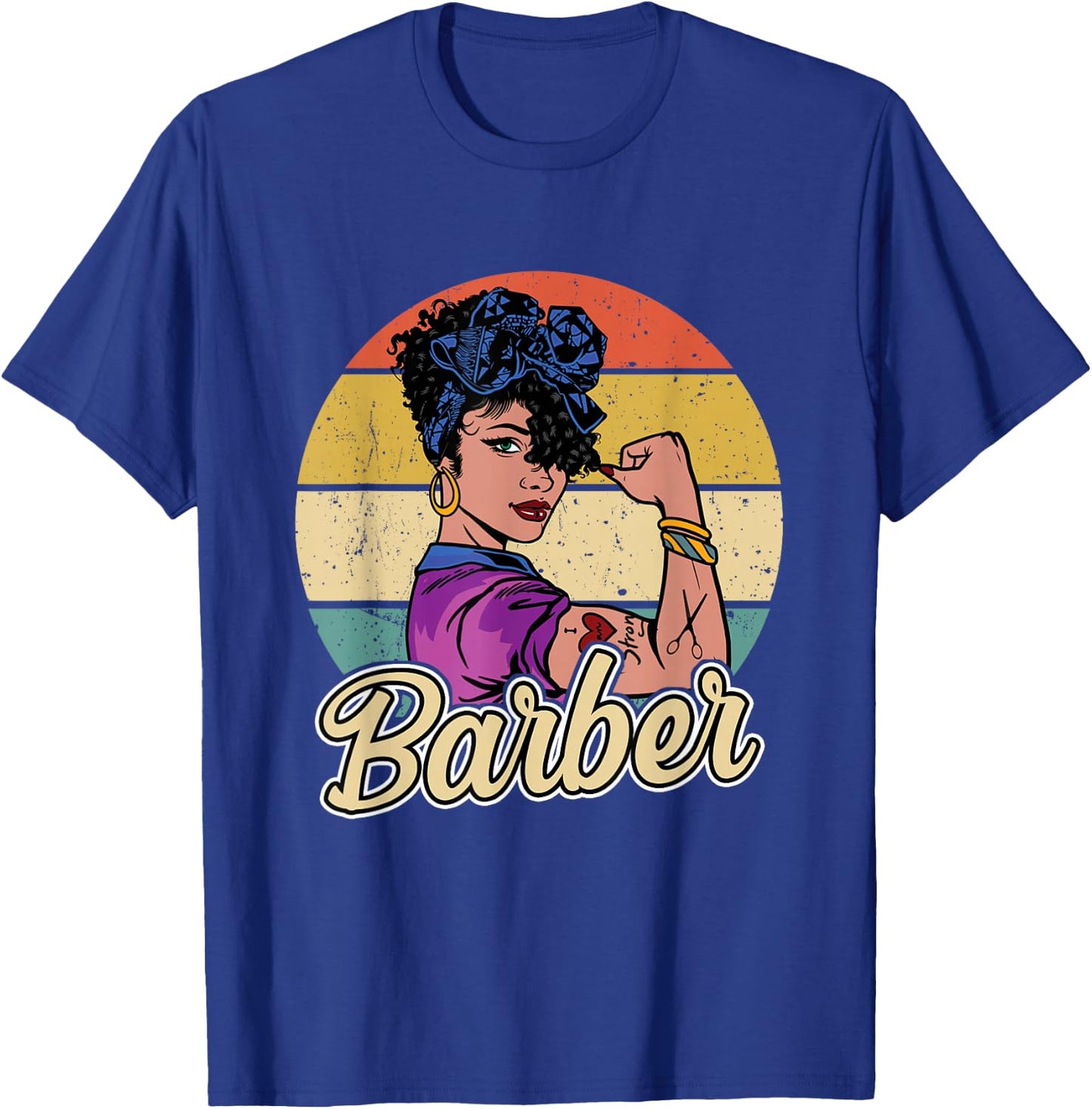 Barber Girl Vintage Barber Gift T-Shirt - T-Shirt | Royal