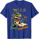 Librarian Teacher Kids Wild About Reading Dinosaur Reading T-Shirt - T-Shirt | Royal