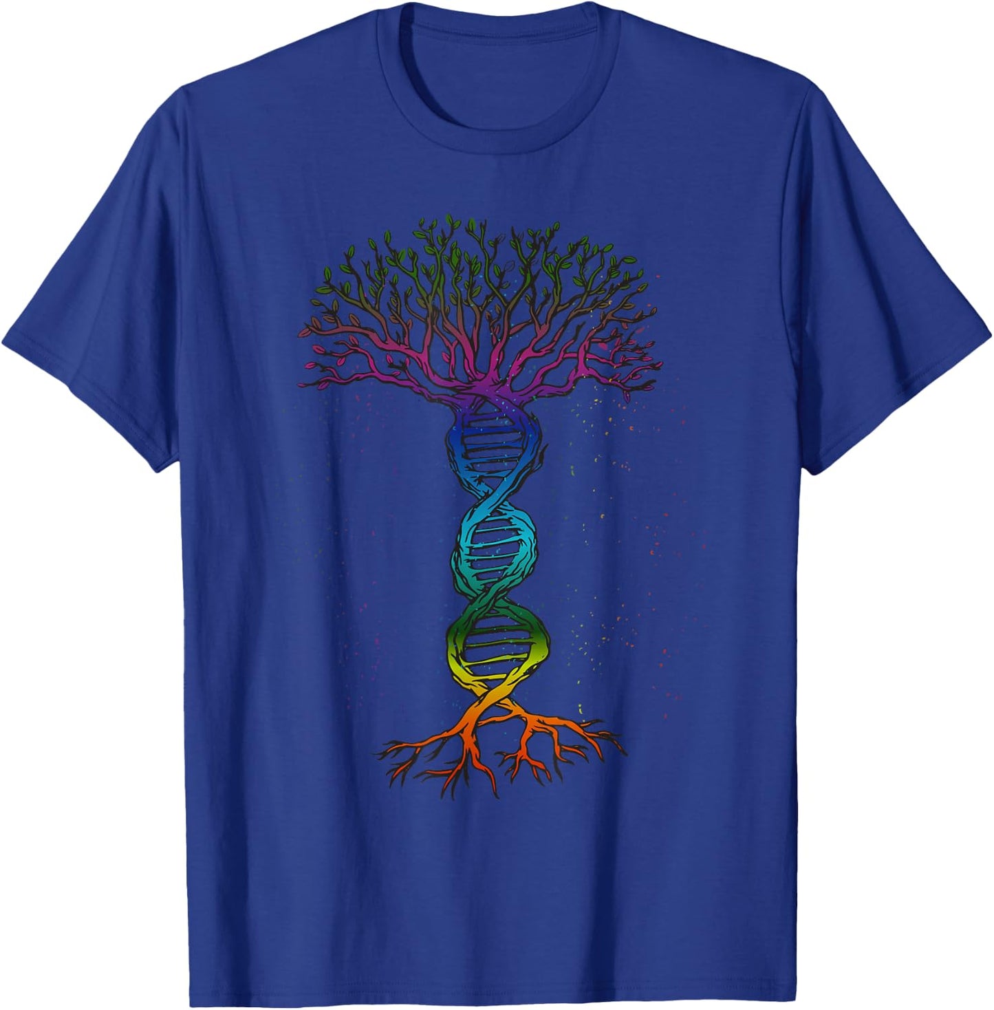 Rainbow DNA Tree Science Nerd Microbiology Biology Teacher T-Shirt - T-Shirt | Royal