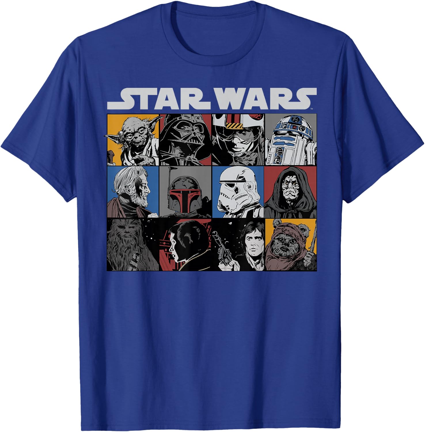 Star Wars Comic Style Character Boxes T-Shirt - T-Shirt | Royal