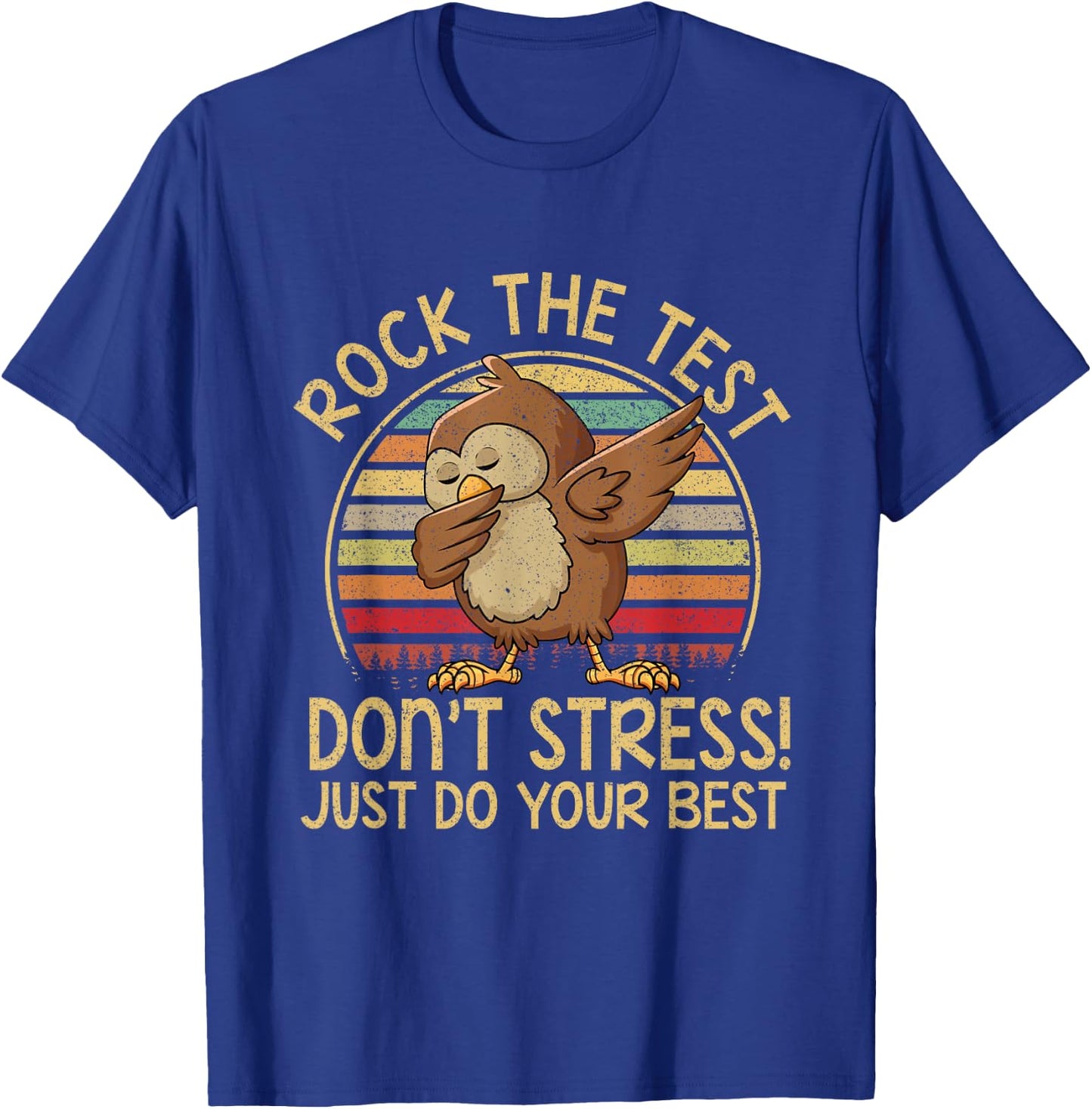 Dabbing Owl Rock The Test, Retro Vintage Testing Day Teacher T-Shirt - T-Shirt | Royal
