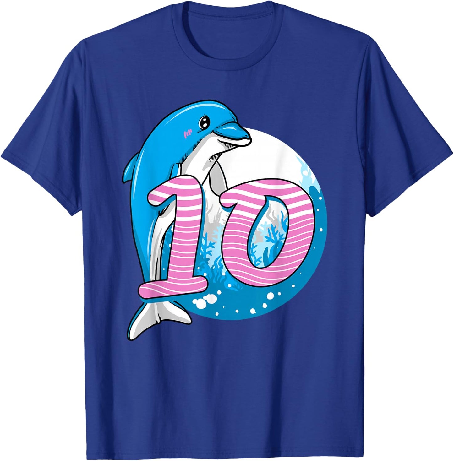 10 Year Dolphin Birthday for 10th Birthday Dolphin Girl T-Shirt - T-Shirt | Royal
