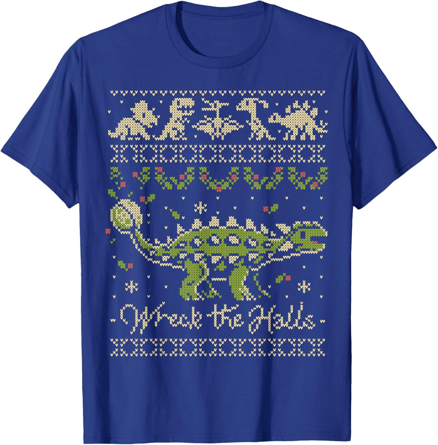 Ankylosaurus Dinosaur Christmas Sweater T-Shirt - T-Shirt | Royal
