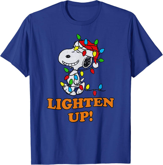 Peanuts Snoopy Christmas Lighten Up Short Sleeve T-Shirt - T-Shirt | Royal