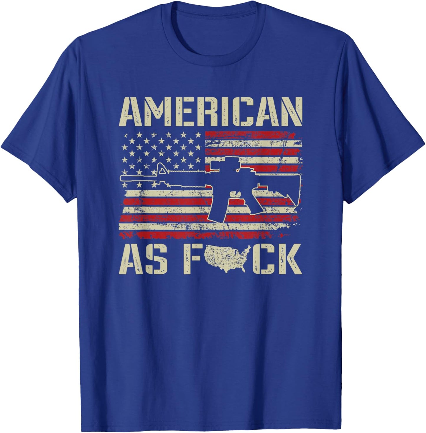 American As F#CK - AR15 Rifle Patriotic Pro Gun Rights USA Men T-Shirt - T-Shirt | Royal