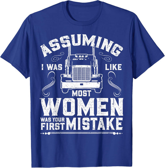 Woman Trucker Female Truck Driver T-Shirt - T-Shirt | Royal