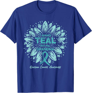 I Wear Teal For My Grandma - Teal Sunflower Ovarian Cancer T-Shirt - T-Shirt | Royal