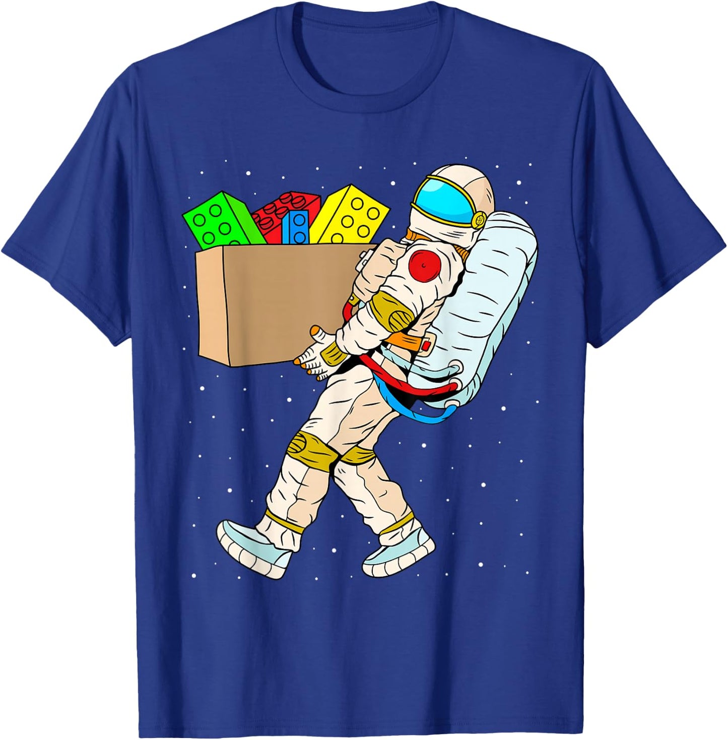 Space Astronaut Master Builder Boys Kids Building Blocks T-Shirt - T-Shirt | Royal