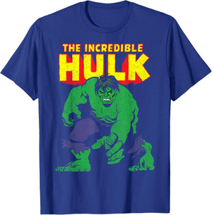 Marvel Classic The Incredible Hulk Distressed Portrait Small T-Shirt - T-Shirt | Royal