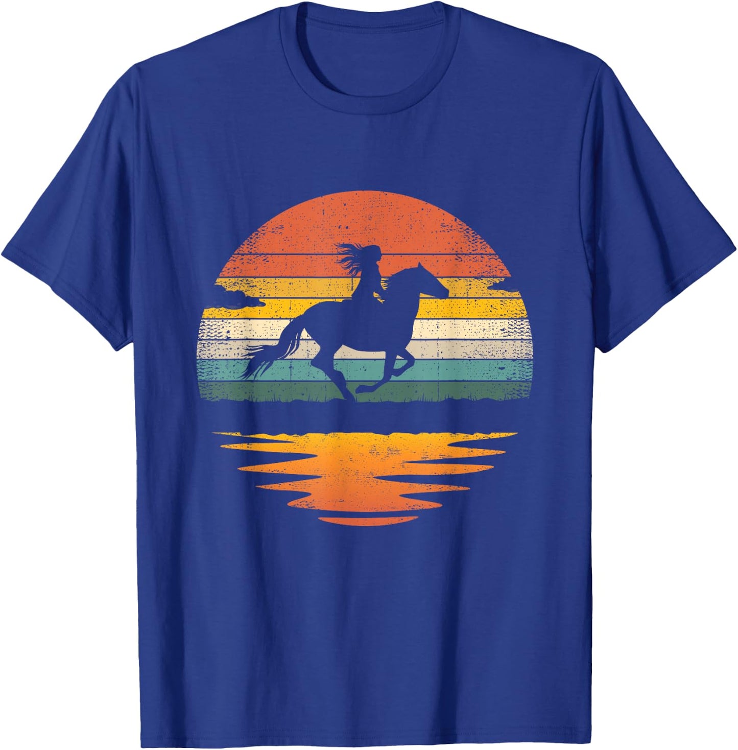 Girl Horse Riding Vintage Cowgirl Retro Sunset Horse T-Shirt - T-Shirt | Royal
