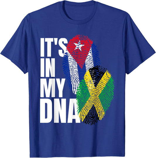 Jamaican And Cuban Mix DNA Heritage Flag T-Shirt - T-Shirt | Royal