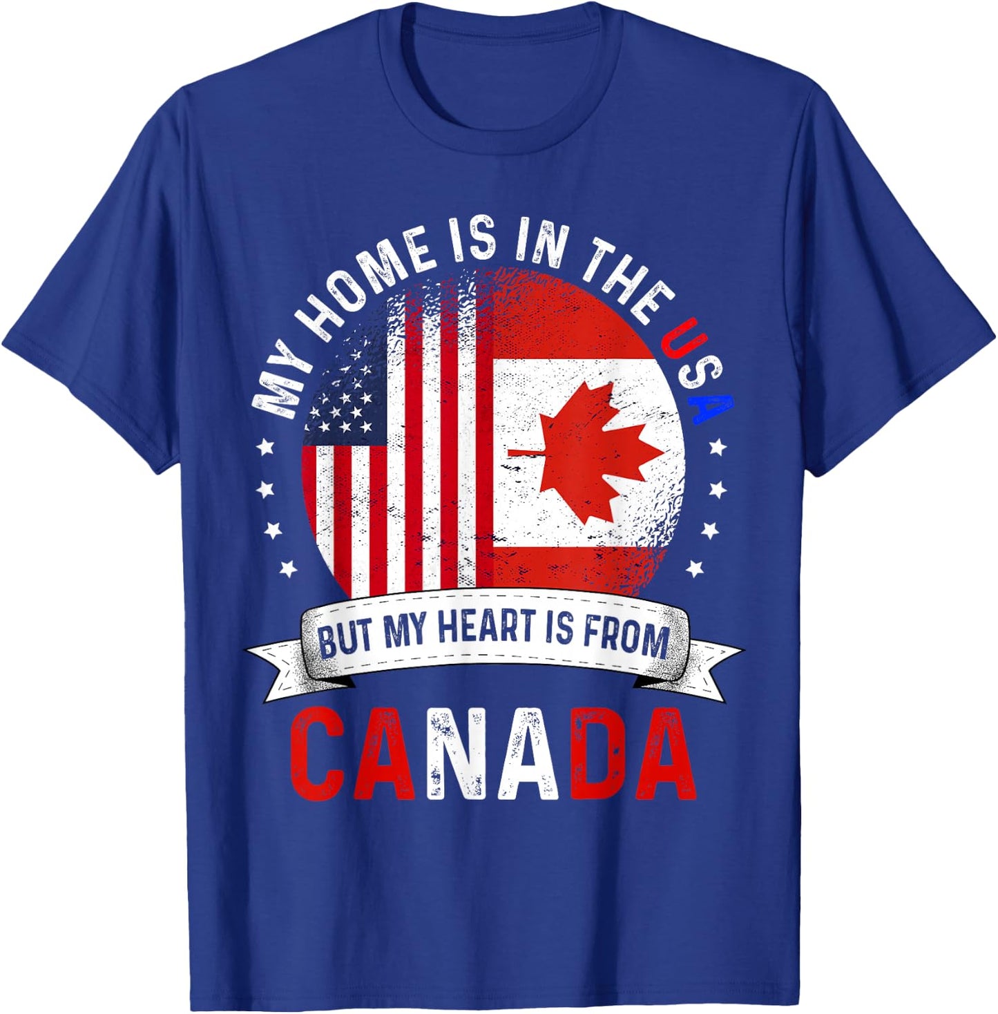 Canadian American Patriot Heart is from Canada Flag T-Shirt - T-Shirt | Royal