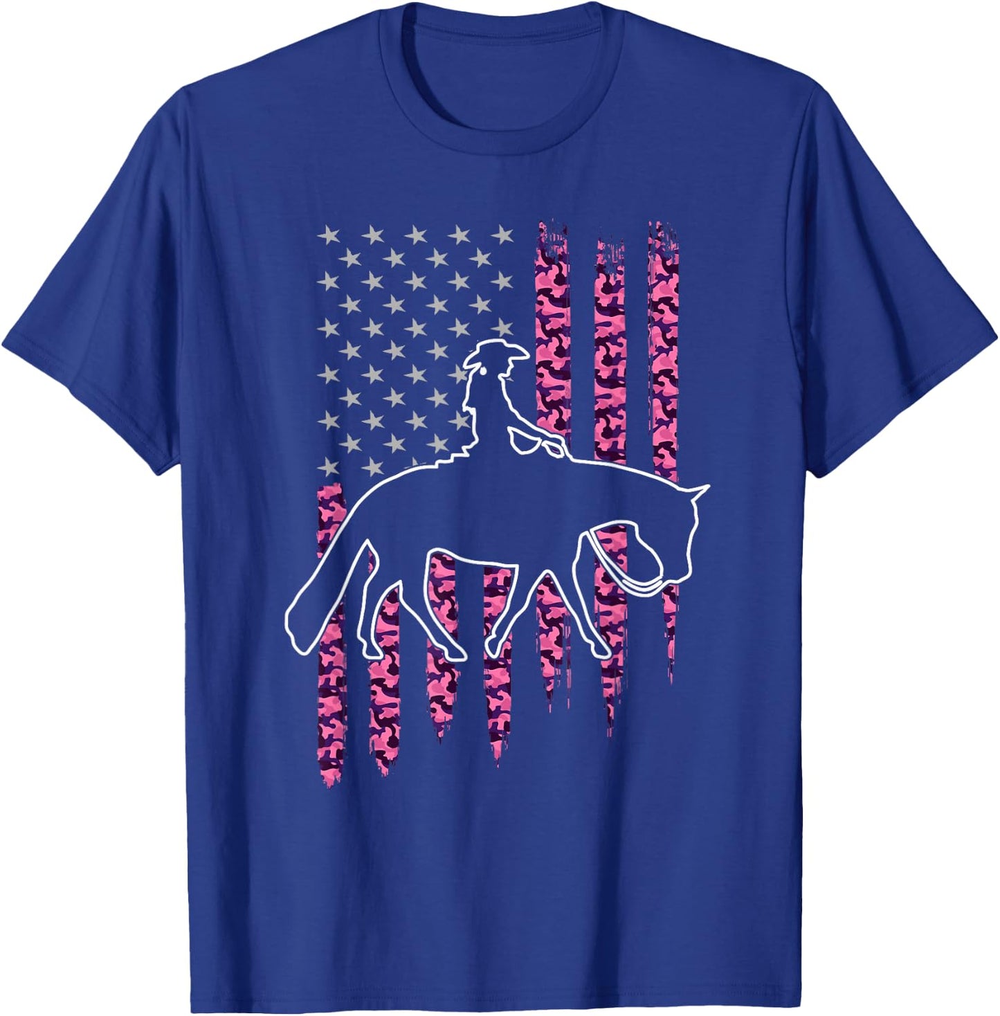 Western Pleasure Riding Design | Patriotic Horse T-Shirt - T-Shirt | Royal